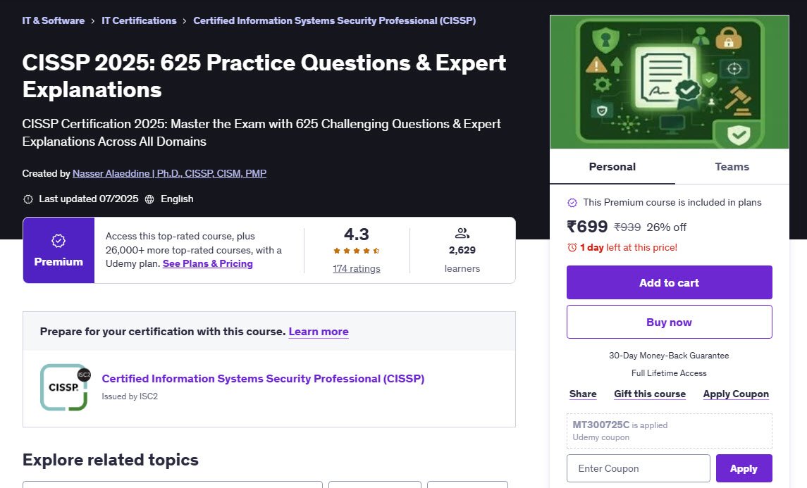 CISSP 2025 - 625 Practice Questions & Expert Explanations
