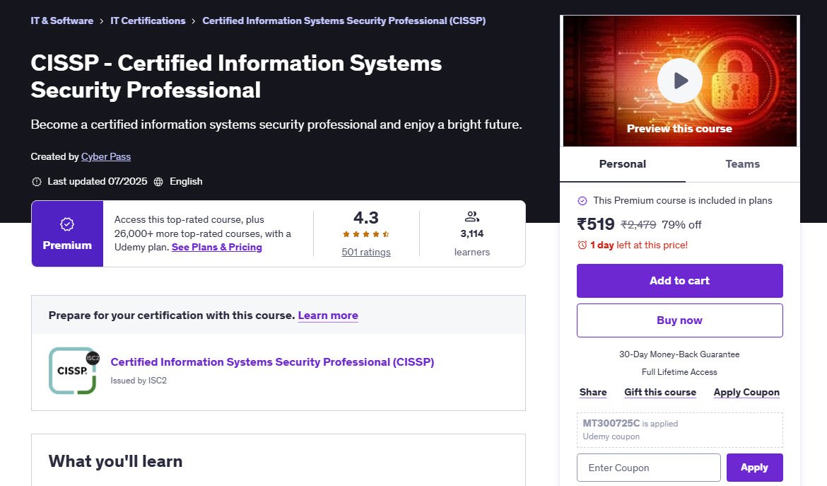 CISSP - Certified Information Systems Security Professional Online