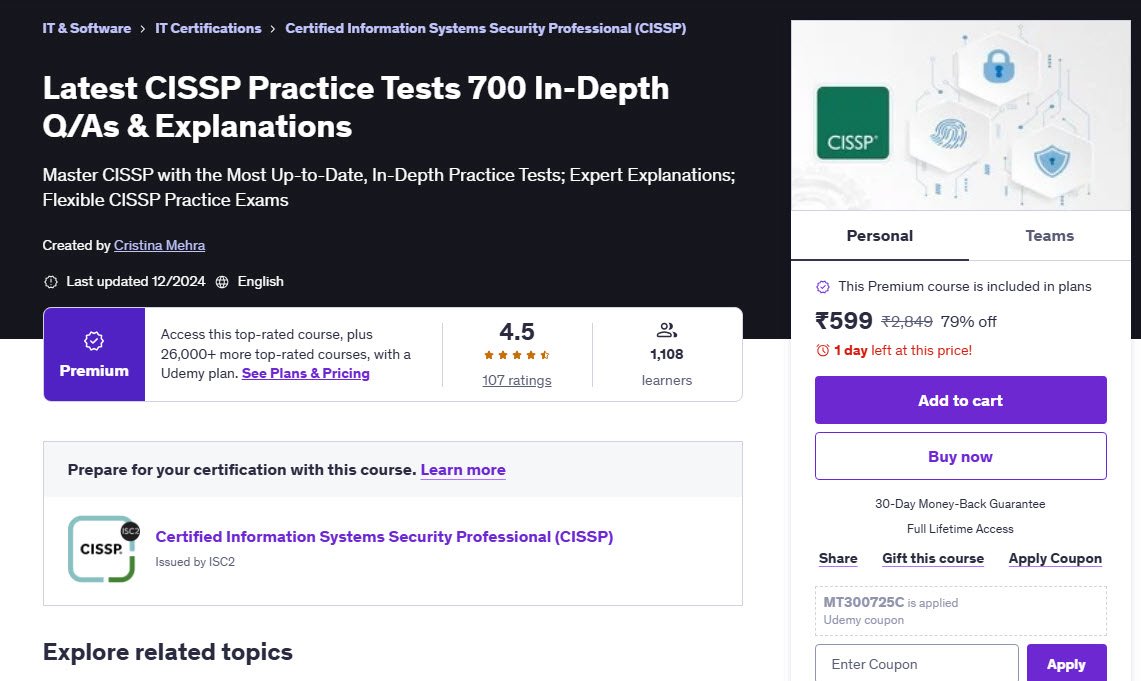 Latest CISSP Practice Tests - 700 In-Depth QAs & Explanations