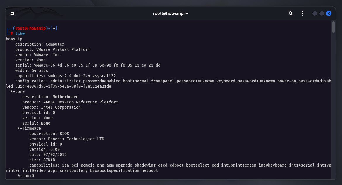 lshw command - howsnip