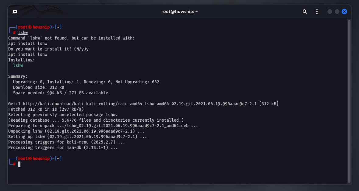 lshw install command - howsnip