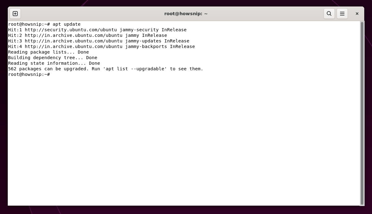 Apt Update - howsnip
