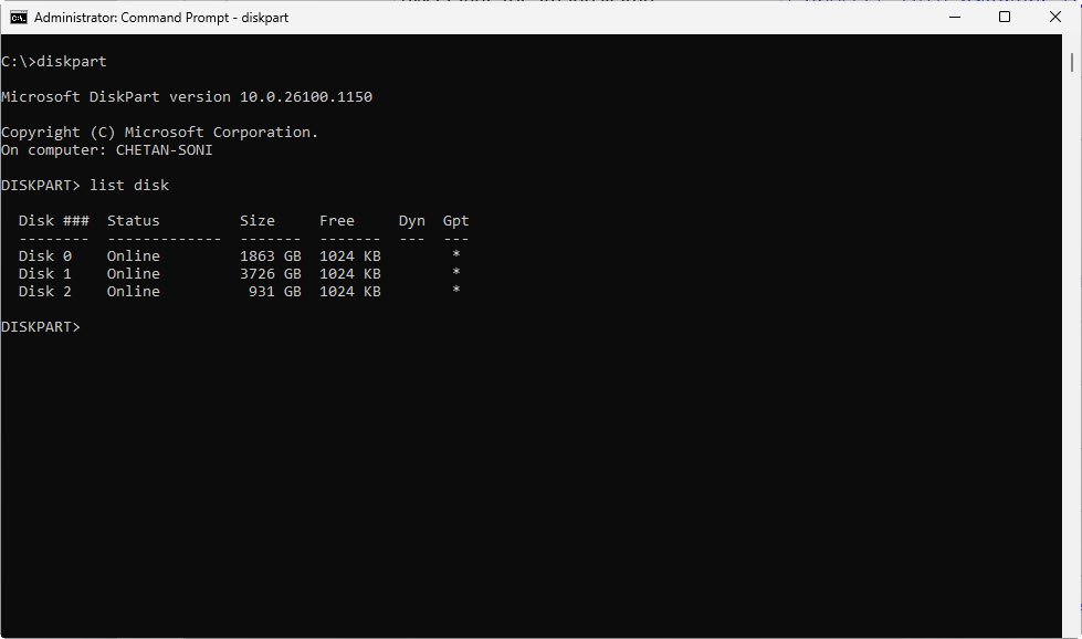 diskpart command - howsnip