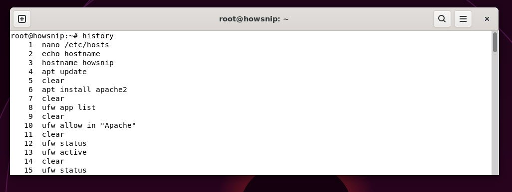history command - howsnip