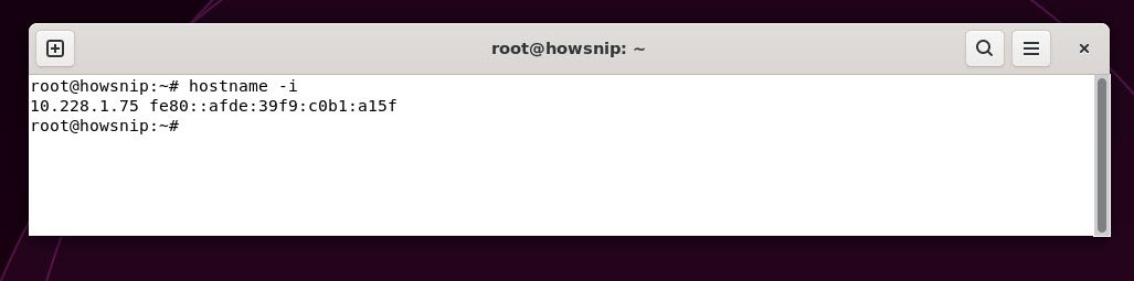 hostname command with -i option - howsnip