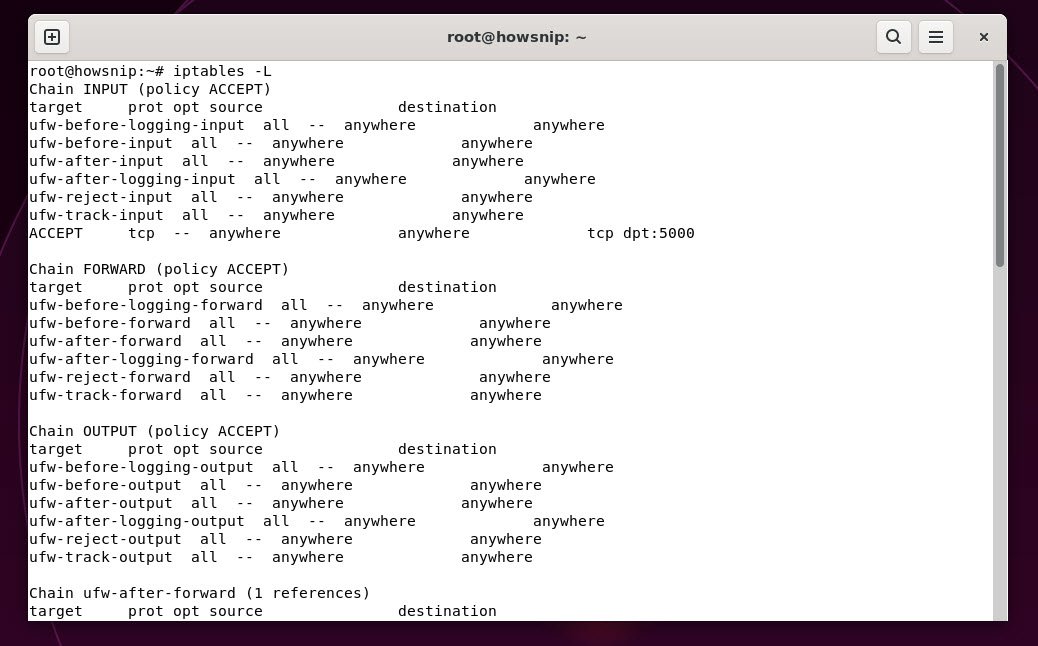 iptables Show command - howsnip