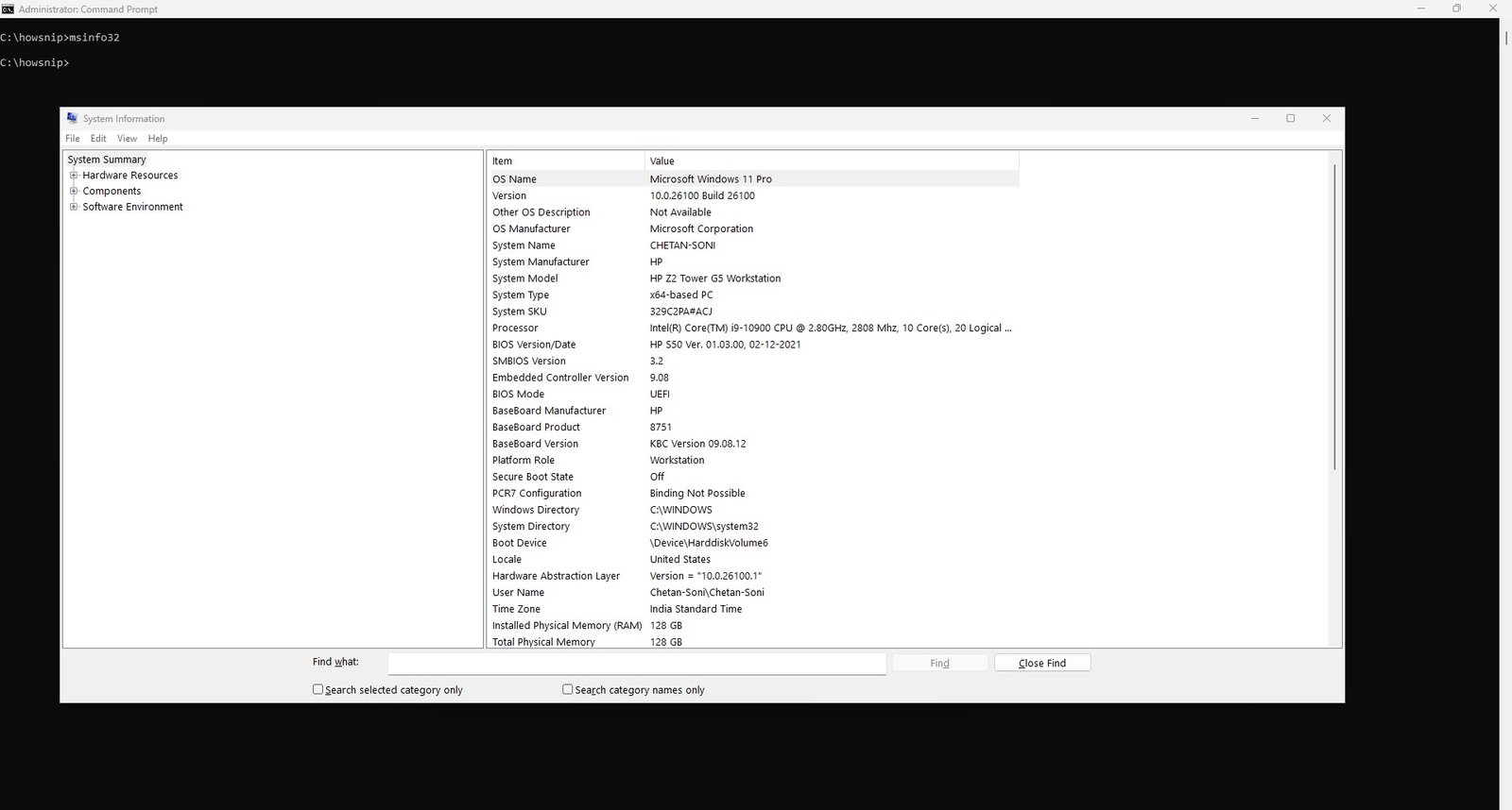 msinfo32 command - howsnip