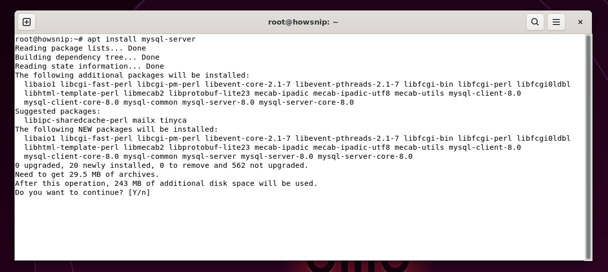 mysql install - howsnip
