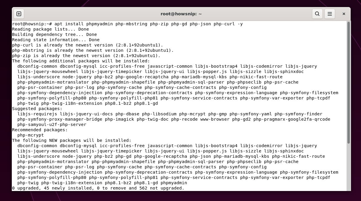 phpmyadmin install - howsnip