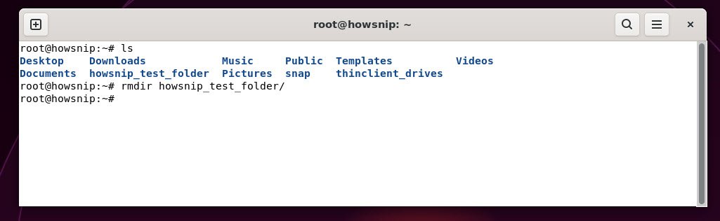 rmdir command - howsnip