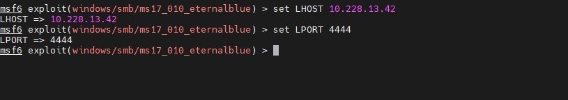 set lhost and lport howsnip