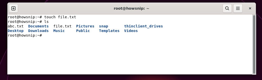 touch command - howsnip