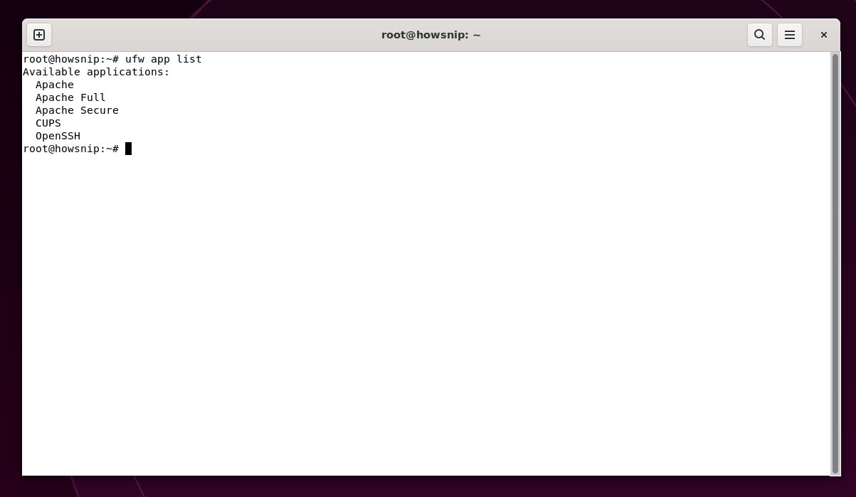 ufw list - howsnip