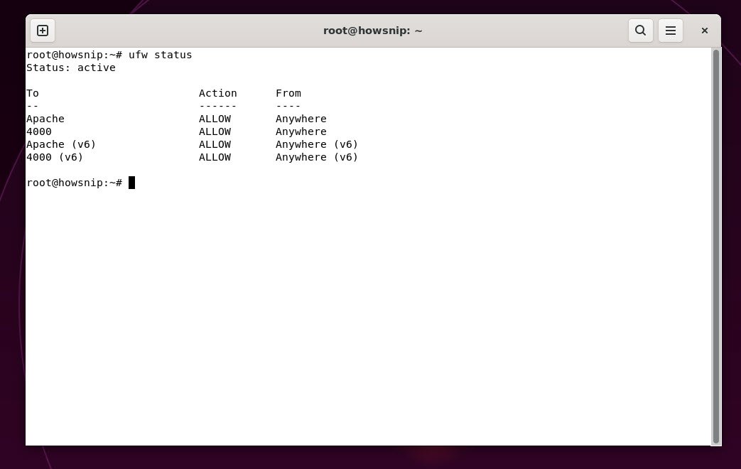 ufw status - howsnip