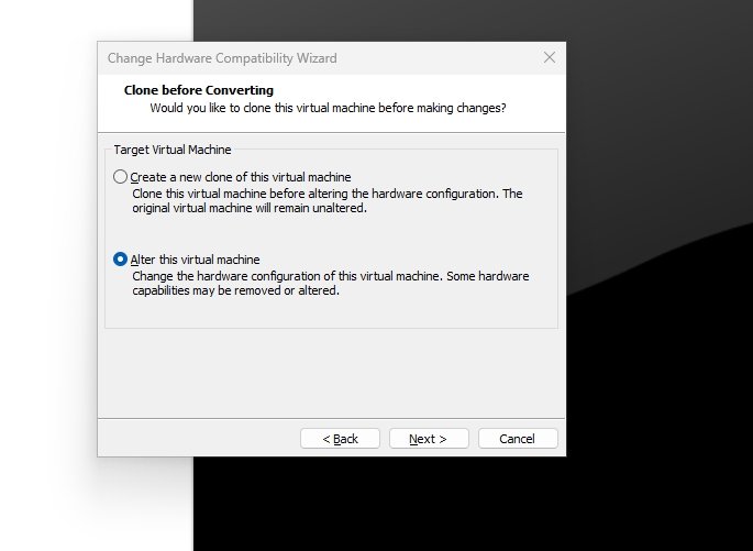 alter virtual machine