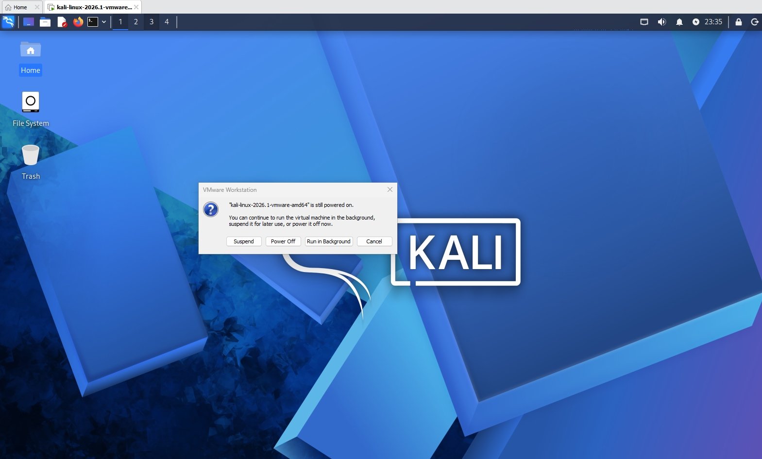 kalilinux power off