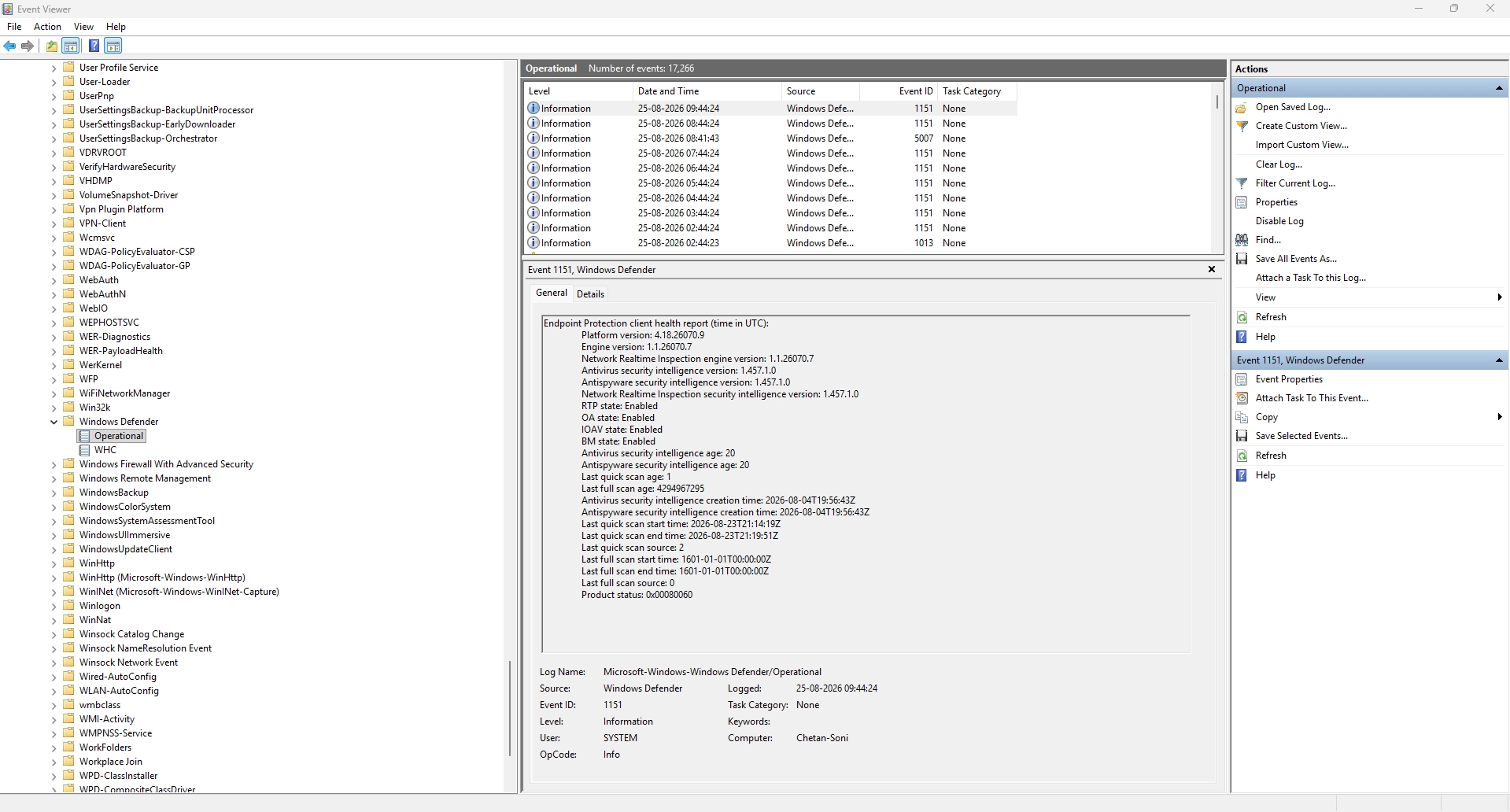 Windows Defender Logs