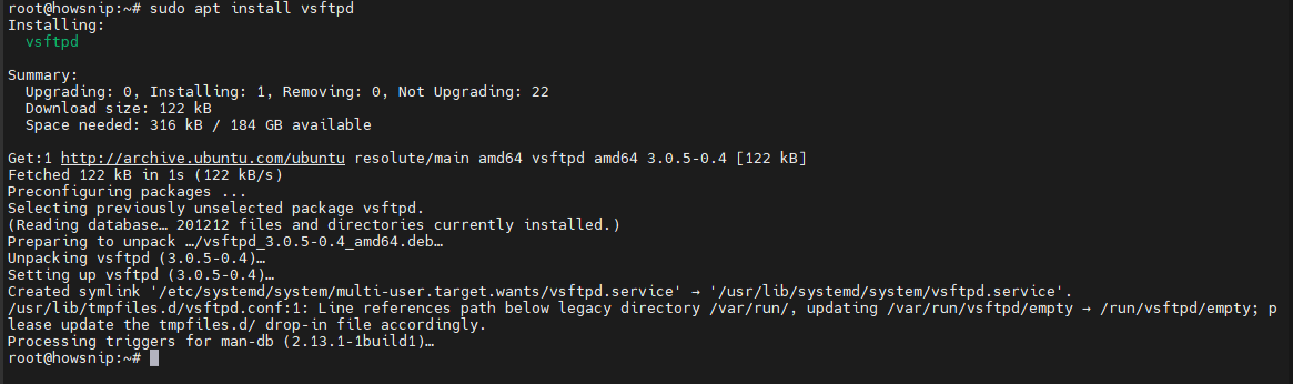 FTP Ubuntu Howsnip