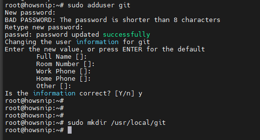 Git Server Setup Howsnip