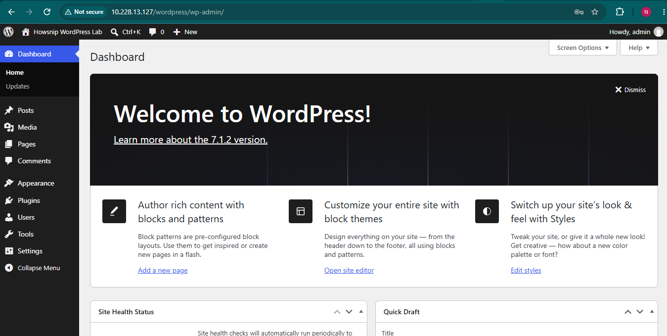 Install WordPress Linux Howsnip