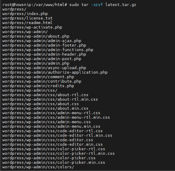 Install WordPress Linux Howsnip
