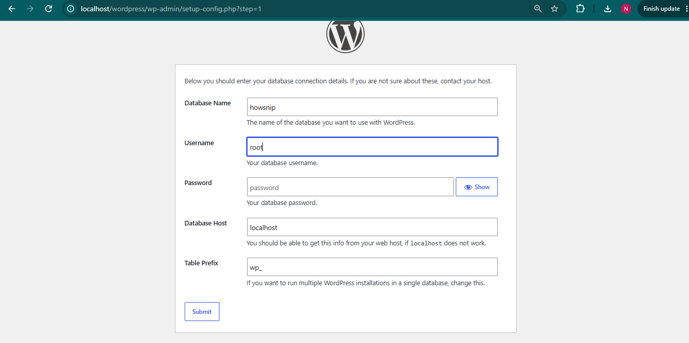 Install_Wordpress_Locally_Howsnip