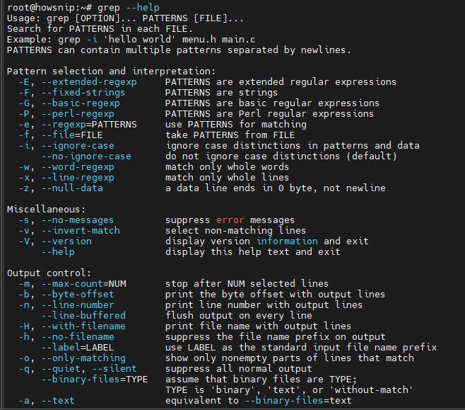 Linux Commands Howsnip