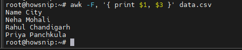 Awk Command