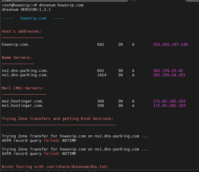 DNS Enumeration Commands Howsnip
