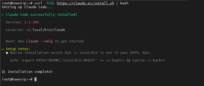 Install Claude Code Howsnip