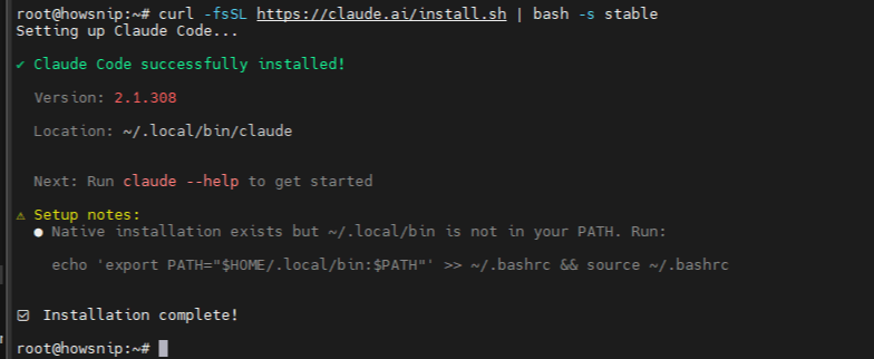 Install Claude Code Howsnip