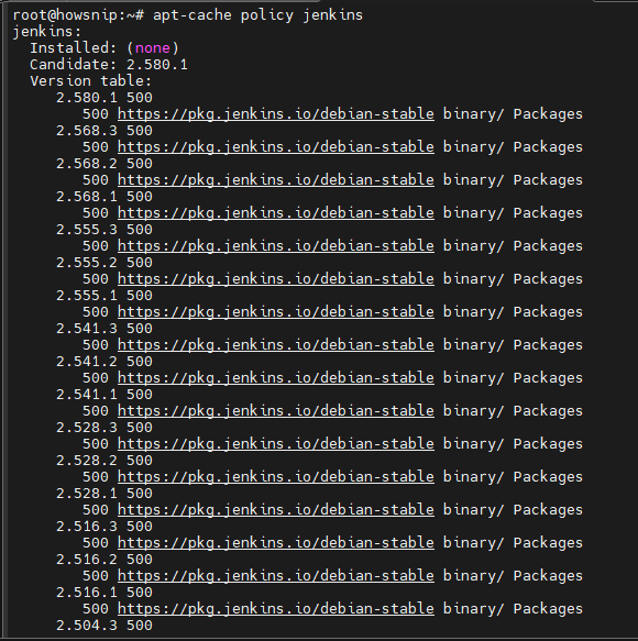 Install Jenkins Howsnip