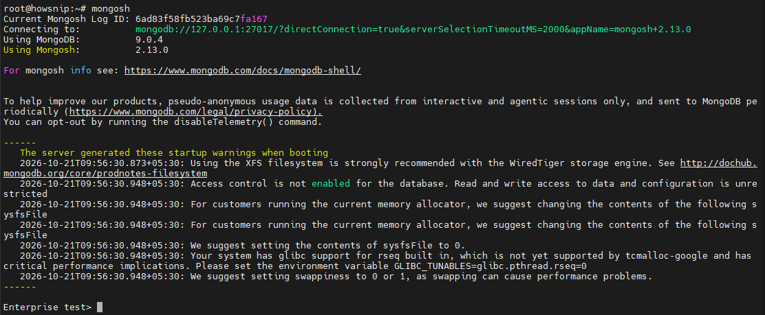 Install MongoDB Howsnip
