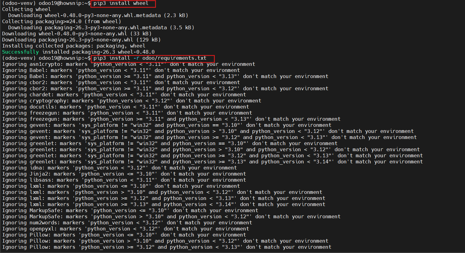 Install ODOO Howsnip