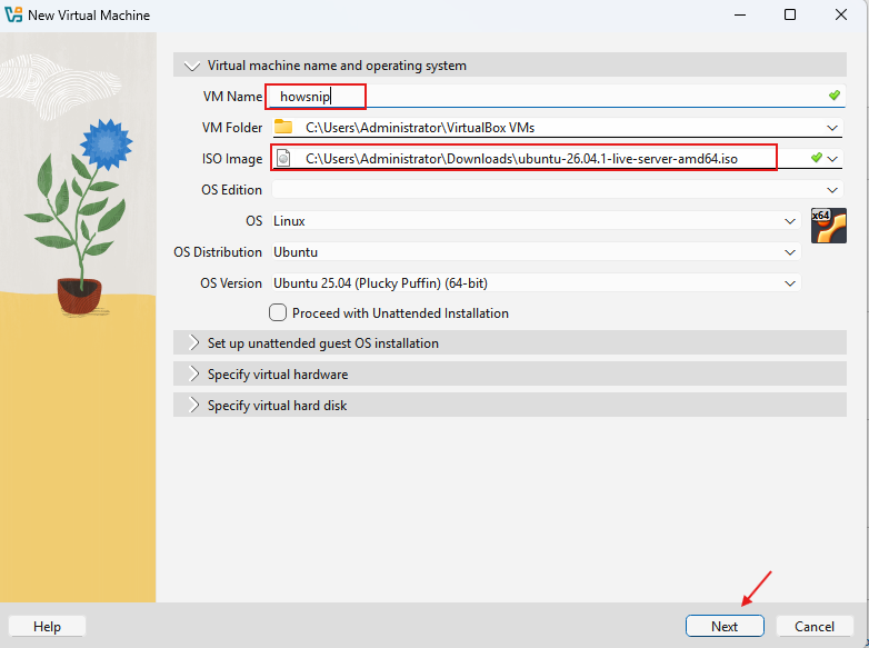 Install Ubuntu Server on VirtualBox Howsnip