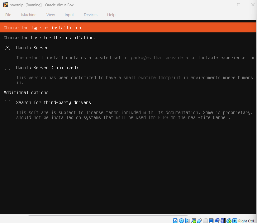 Install Ubuntu Server on VirtualBox Howsnip