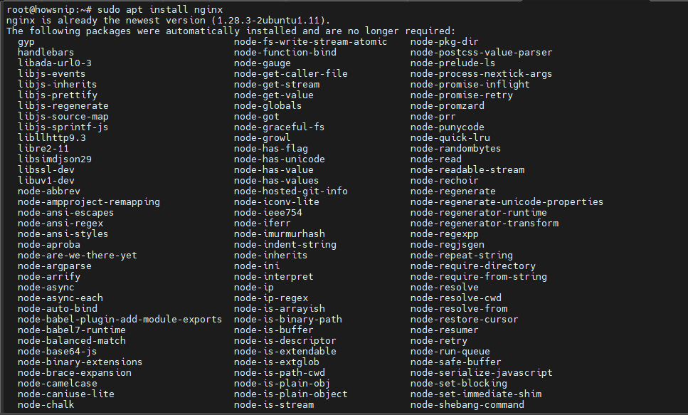 LEMP Install Howsnip