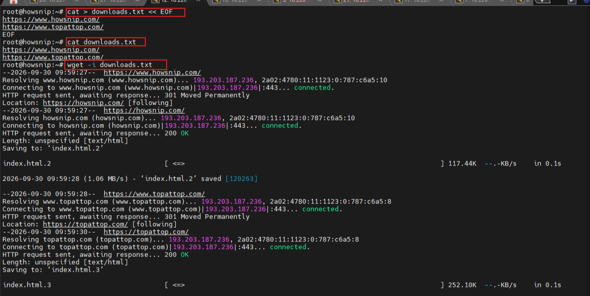 Linux wget commands howsnip