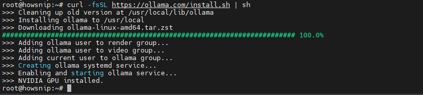 Olama Install Howsnip