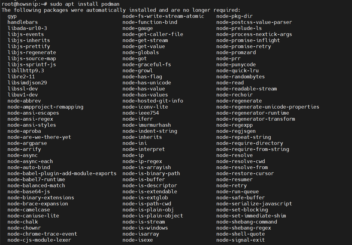 Podman Install Howsnip