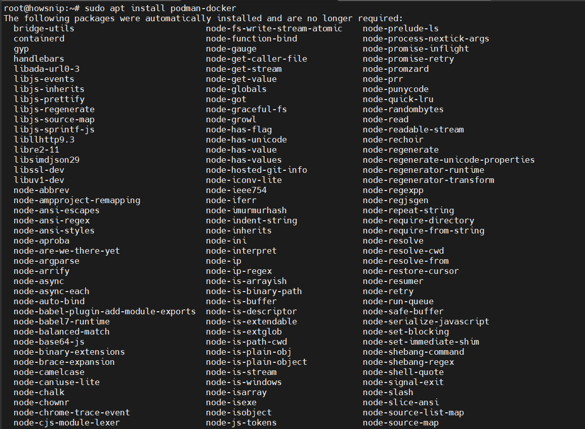 Podman Install Howsnip
