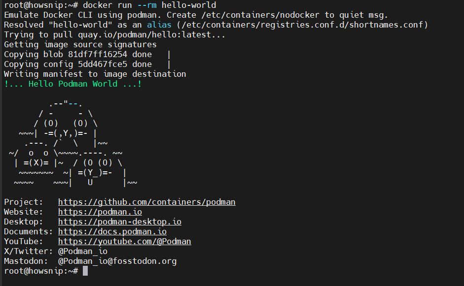 Podman Install Howsnip