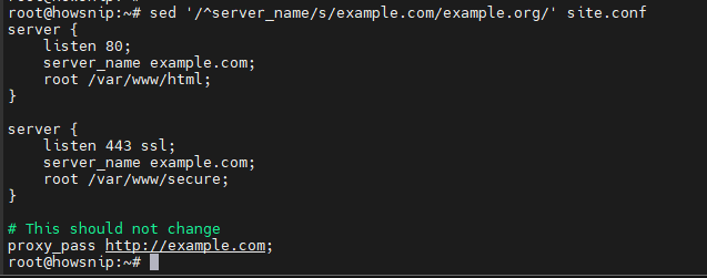 Sed Command Howsnip