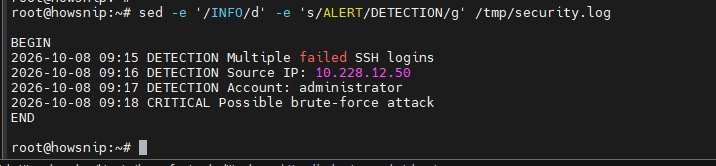Sed Command Howsnip