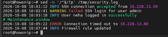 Sed Command Howsnip