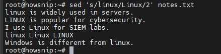 Sed Command Howsnip