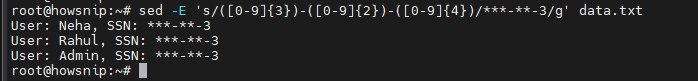 Sed Command Howsnip