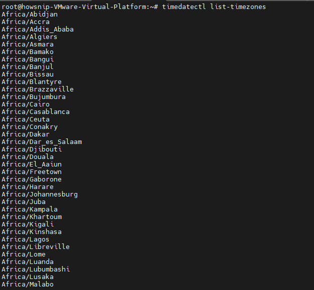 Set Timezone linux Howsnip