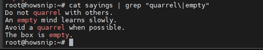 Substrings Linux Howsnip